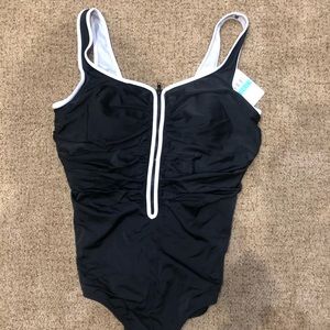 Black Zip Front Swimsuit